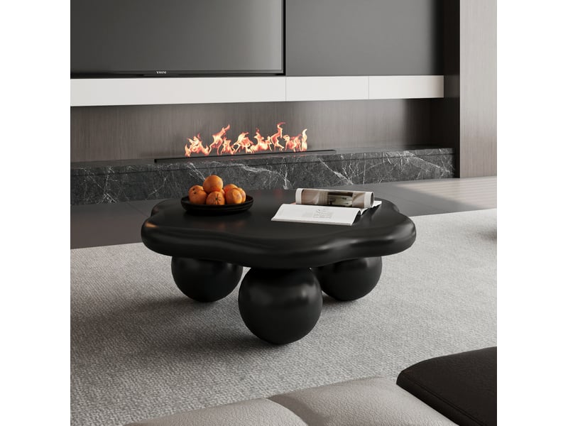  Table basse ulevr forme nuage noire 79 x 79 x 31 cm, pieds sphériques, mdf et plastique, finition mate  - Conforama E