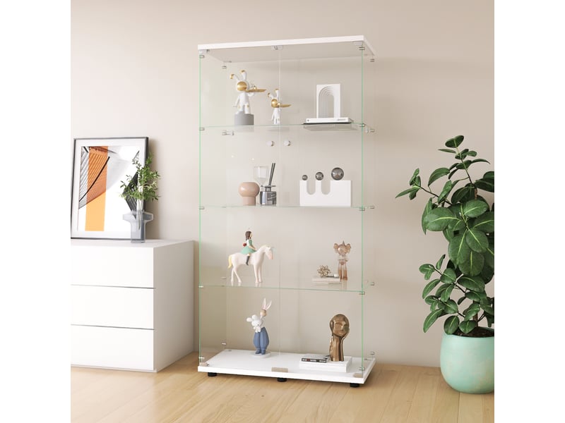  Vitrine en verre–vitrine armoire pour collection–4 niveaux– 2 portes–serrure de sécurité–verre trempé–80×36×164cm–blanc  - Conforama B