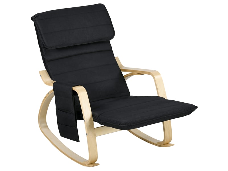  Fauteuil de relaxation avec repose-pieds, lin, 67x110x91cm, noir  - Conforama A