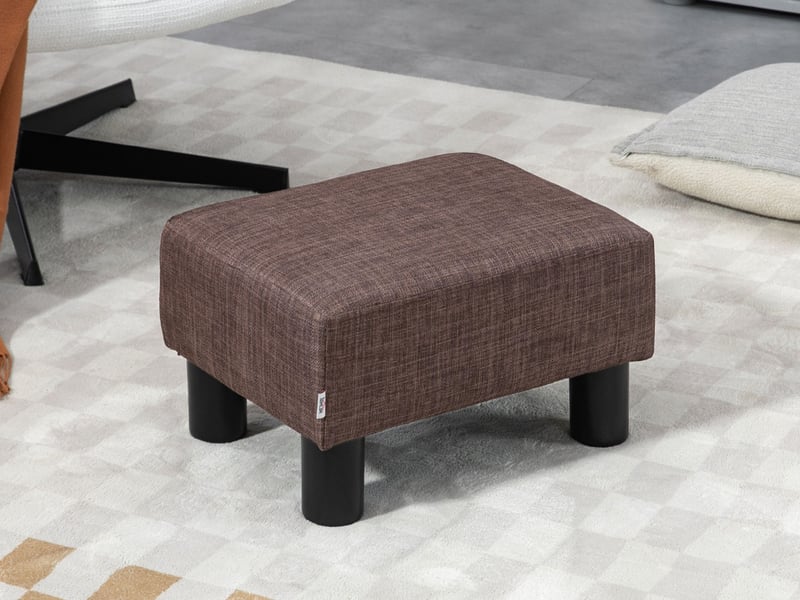  Repose‑pied rembourré en tissu, petit pouf tabouret d'appoint avec pieds plastique pour salon  - Conforama B