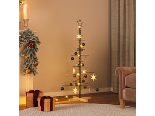 Arbre de noël, sapin de noël en métal avec base en bois noir 120 cm
