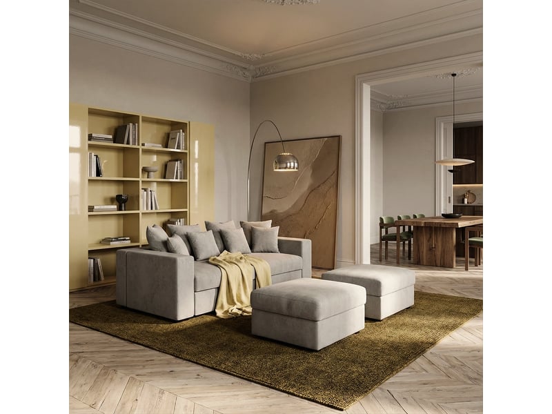  Canapé modulable déhoussable made in italy avec pouf et coussins cortina f - silver  - Conforama B