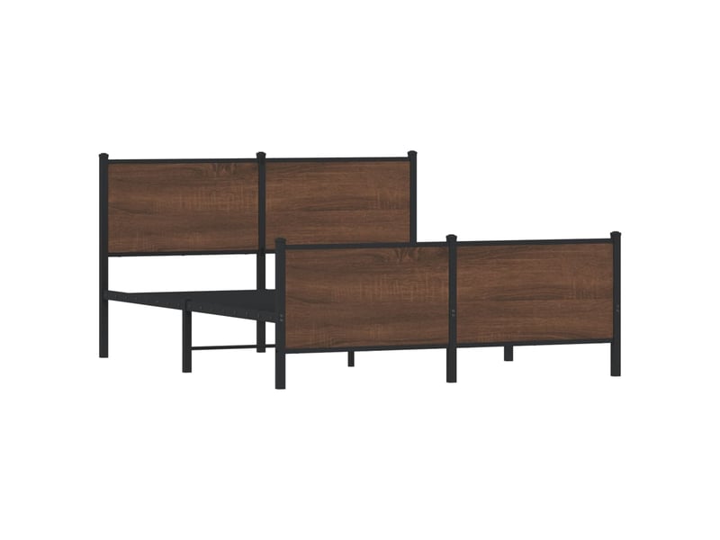  Lit double- lit adulte -  cadre de lit en métal sans matelas chêne marron 150x200 cm  - Conforama C
