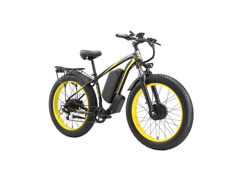 Vélo électrique double moteur sinohon x26, fat bike 26 po tout-terrain, jaune - Conforama C