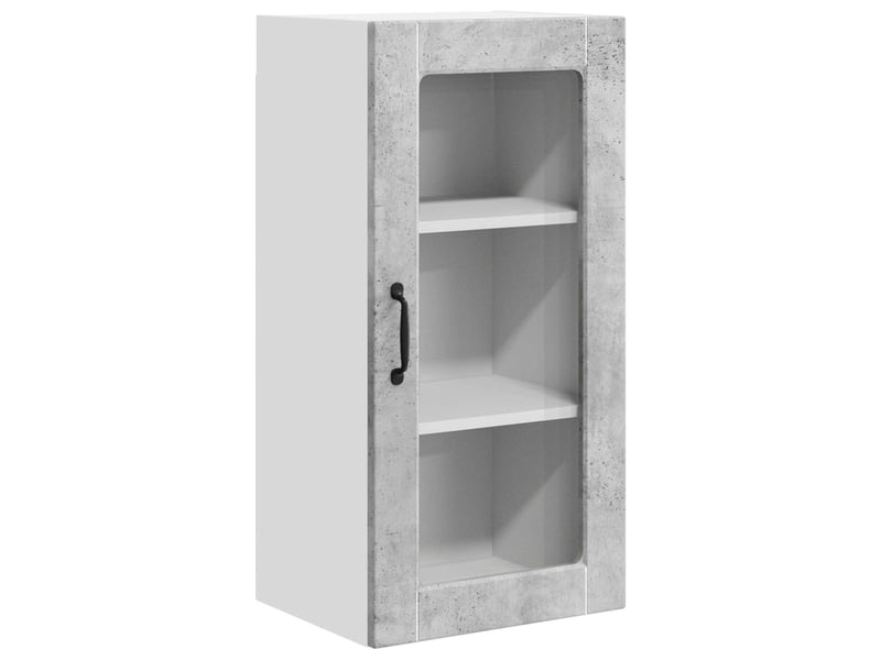  Meuble mural de cuisine, cabinet en verre mural 2 pcs gris béton bois d'ingénierie shl4264  - Conforama D