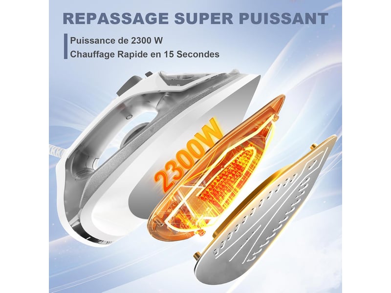  Fer à repasser vapeur yashe 2300 w, 300 ml, blanc  - Conforama C