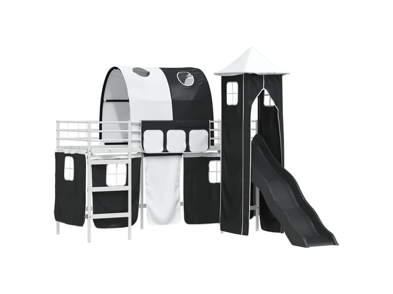 Cadre de lit superposé pour enfants - lit jeune blanc et noir 90 x 190 cm - Conforama D
