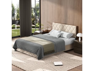 Lit coffre 160x200 cm <strong>REDOM</strong>  <strong></strong> coloris beige