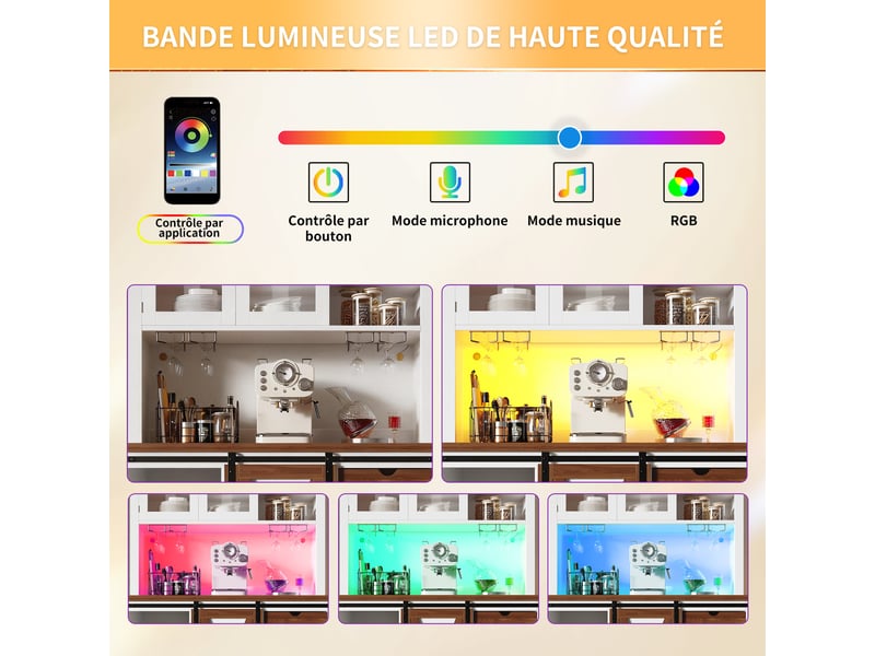  Meuble de cuisine avec tiroirs muvano, éclairage led, blanc, 104 × 40 × 180 cm  - Conforama E