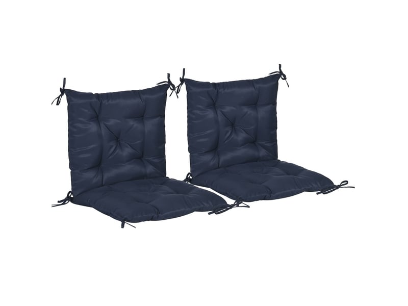  Lot de 2 coussins de chaise 98 x 50 x 8 cm bleu fonce polyester, attaches a nouer pour assise  - Conforama C