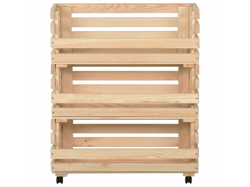  Desserte de cuisine, chariot à légumes 77x30x80 cm bois de pin solide  - Conforama C