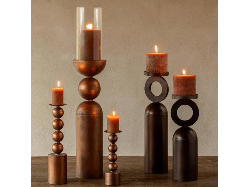 Lot de 2 bougeoirs sphère malte 33cm bronze  - Conforama E