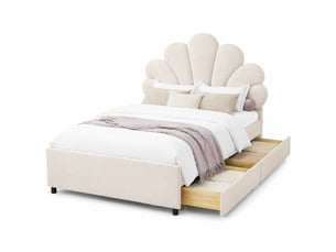 Lit avec rangement 90x200 cm HAVRYA coloris beige