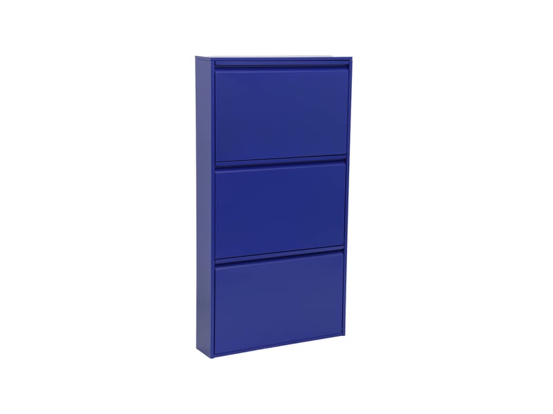  Meuble à chaussures industriel métal 3 abattants 9 paires bleu - kentucky  - Conforama A