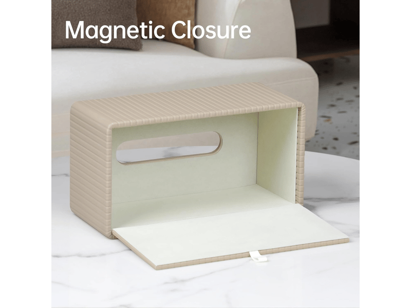  Housse de boîte à mouchoirs en cuir rayé pour salle de bain, chambre, salon, bureau - 1 pièce, abricot, 25 × 13,5 × 11 cm  - Conforama C