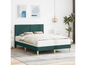 Lit adulte, lit double, cadre de lit avec tête de lit vert foncé 160x200cm tissu cf4400