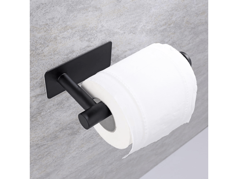 Porte-papier toilette en acier inoxydable, sans perçage, adapté à la salle de bain et à la cuisine, carré noir - Conforama B