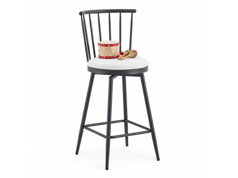  Lot de 2 tabourets de bar,39x39x96 cm,style industriel,similicuir,blanc  - Conforama A