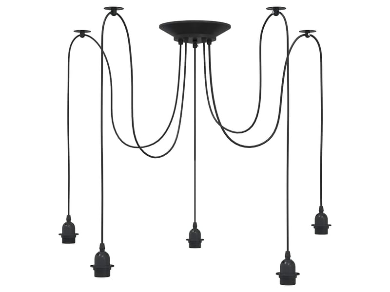  Lampe suspendue, suspension luminaire avec 5 porte-lampes e27 noir métal  - Conforama E
