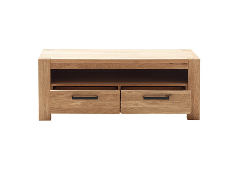  Meuble tv 2 tiroirs et niche de rangement coloris chêne naturel - longueur 132 × profondeur 50 × hauteur 51 cm  - Conforama C