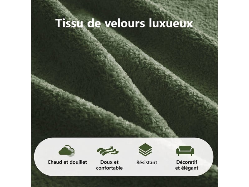  Canapé modulable 3 places d'angle en velours vert avec pouf - mousse 32d assise profonde  - Conforama R