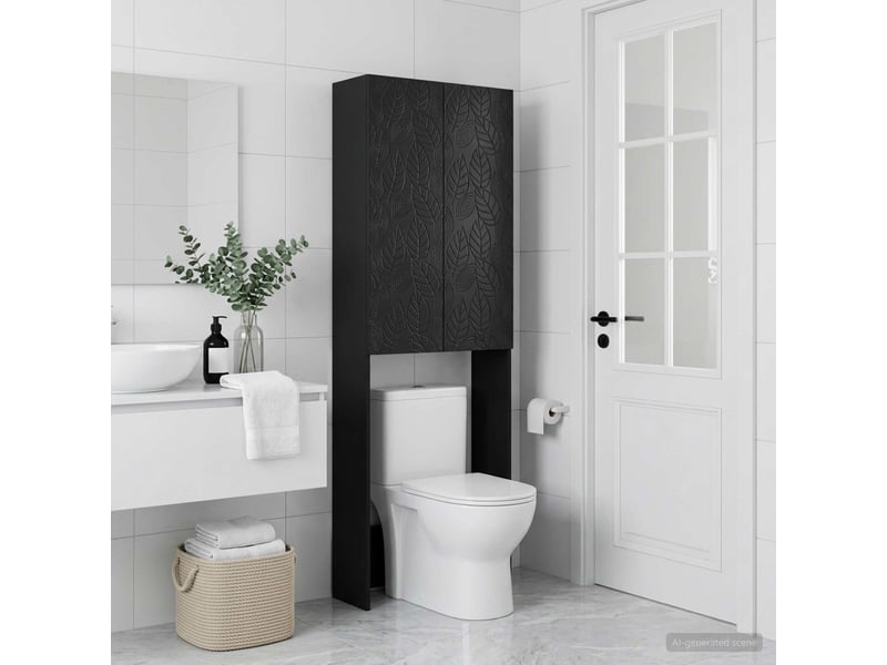  Armoire de toilette, meuble de toilette delft noir 66x25.5x190 cm  - Conforama C
