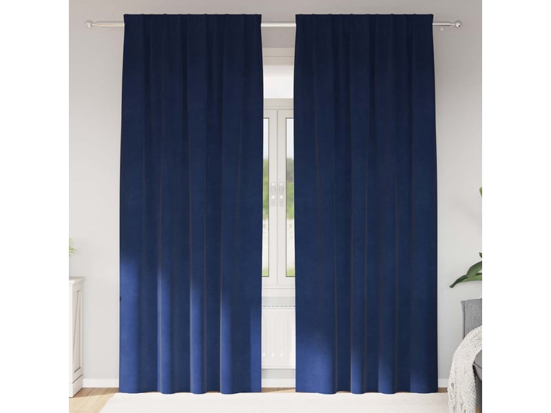  Lot de 2 rideaux, rideaux de fenêtre bleu foncé 140 x 260 cm velours cf43997  - Conforama B