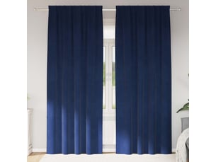 Lot de 2 rideaux, rideaux de fenêtre bleu foncé 140 x 260 cm velours cf43997