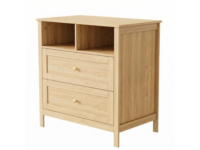 Commode à langer bébé 82 x 50 x 90 cm, plan à langer amovible, tiroirs, convertible en commode, finition effet bois, sans matelas - Conforama D