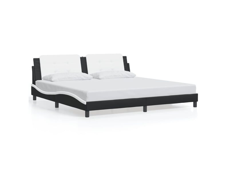  Lit double- lit adulte -  cadre de lit avec led sans matelas zadar noir et blanc 200x200 cm  - Conforama D