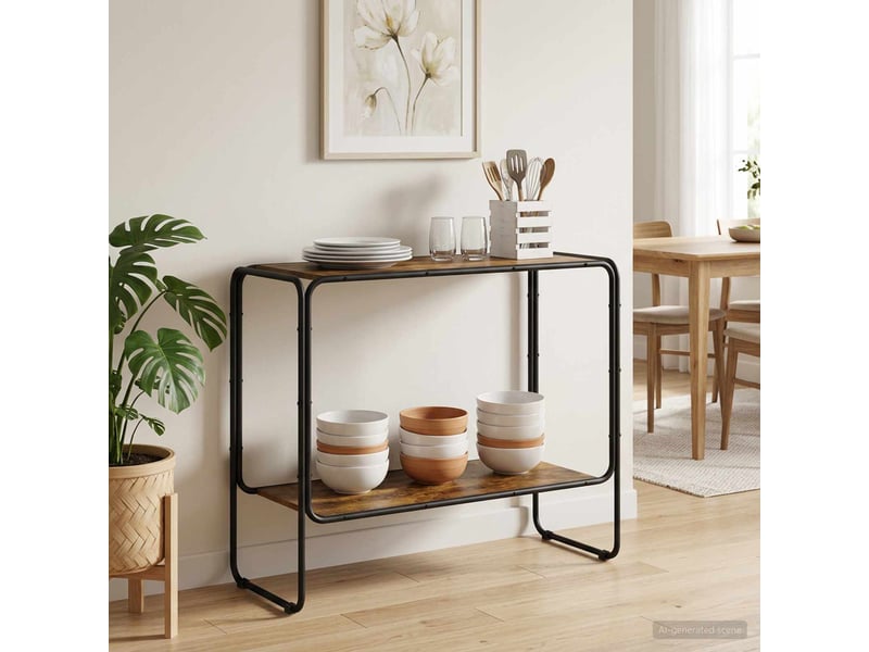  Buffet salon, buffet de rangement chêne fumé 93.5x38x75 cm bois d'ingénierie  - Conforama B