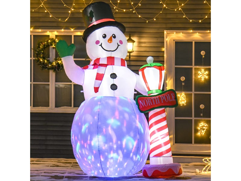  Décoration de noël, bonhomme de neige gonflable, 2,4 m, éclairage led, souffleur, blanc  - Conforama C