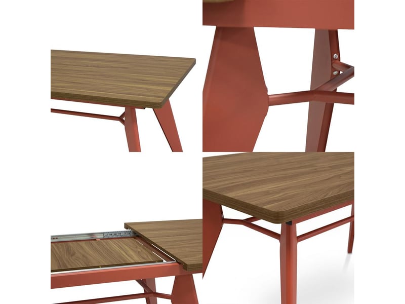  Table à manger extensible 140180cm pieds métal terracotta et plateau finition noyer meloe MELOE - Conforama D