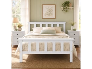 Lit simple 90x200 cm MAISENTIEL coloris blanc