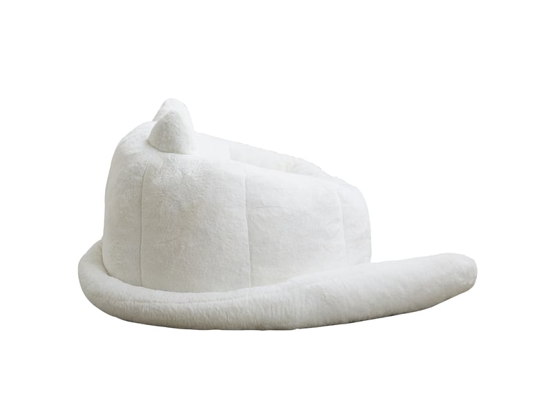 Fauteuil pouf en forme de lotus en peluche, avec léger à déplacer et rembourrage en mousse, pour intérieur, blanc - Conforama A