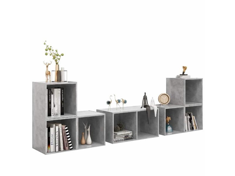  Ensemble de meubles tv 6 pcs gris béton bois d'ingénierie shl84550  - Conforama C