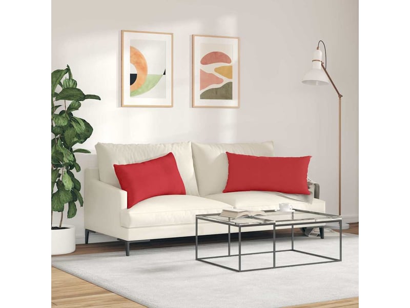 Lot de 2 coussins de canapé, coussins décoratifs tissu rouge 80 x 40 cm cf58948 - Conforama D