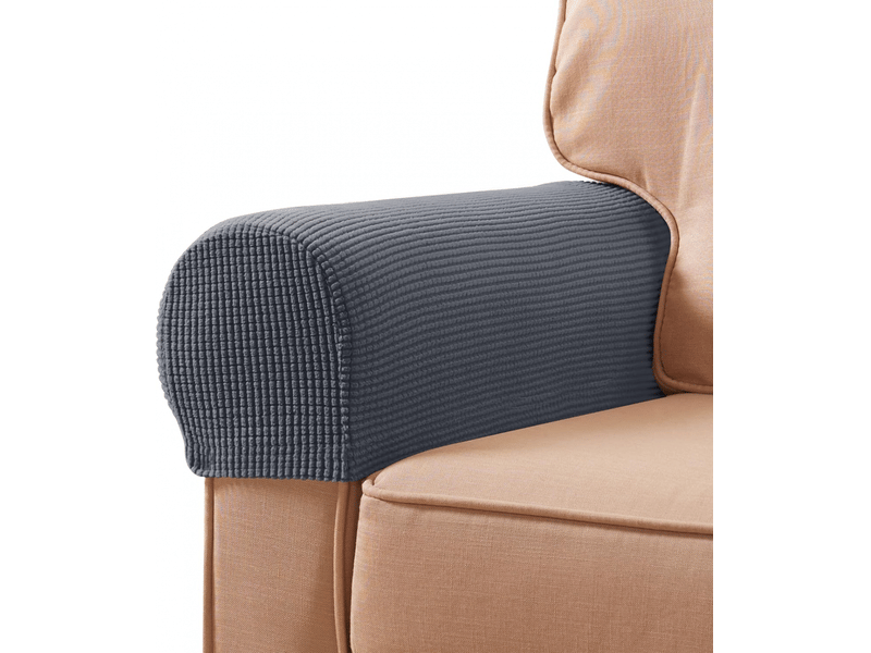  Lot de 2 housses d'accoudoirs extensibles pour canapés et fauteuils inclinables, avec 10 broches fixes, gris  - Conforama A