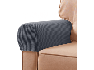 Lot de 2 housses d'accoudoirs extensibles pour canapés et fauteuils inclinables, avec 10 broches fixes, gris