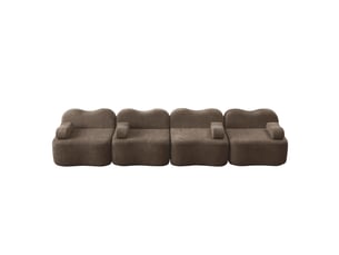 Canapé 4 places - 384x98x70 cm - canapé droit modulable velours, mousse 32d, sans structure rigide et coussins amovibles - marron
