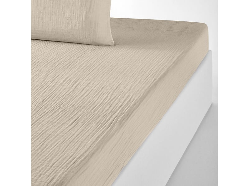  Drap housse 180x200+30 cm gaze de coton naturel PD25858 - Conforama C