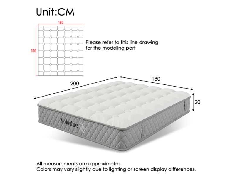  Matelas soutien renforcé 180x200 cm, mousse froide 7 zones à ressorts ensachés, fermeté h3 (mi-ferme), hauteur 20 cm, 4 poignées + sous vide  - Conforama C