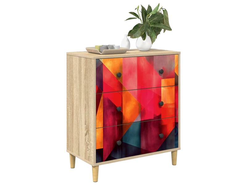  Commode chambre, meuble de rangement heesch impression en blocs de couleur 66x36,5x75 cm  - Conforama C