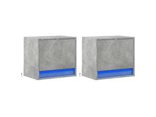 Lot de 2 tables de chevet - cabinet de chevet - table de nuit murales avec lumières led gris béton
