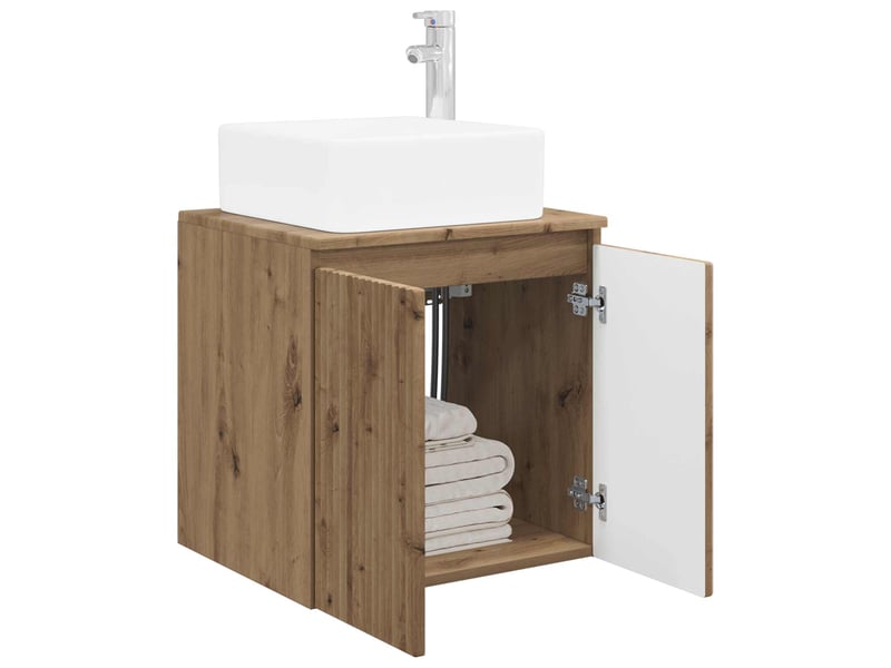  Vanité de lavabo mural, meuble de rangement chêne artisanal 49.5x41x63 cm shl7909  - Conforama C