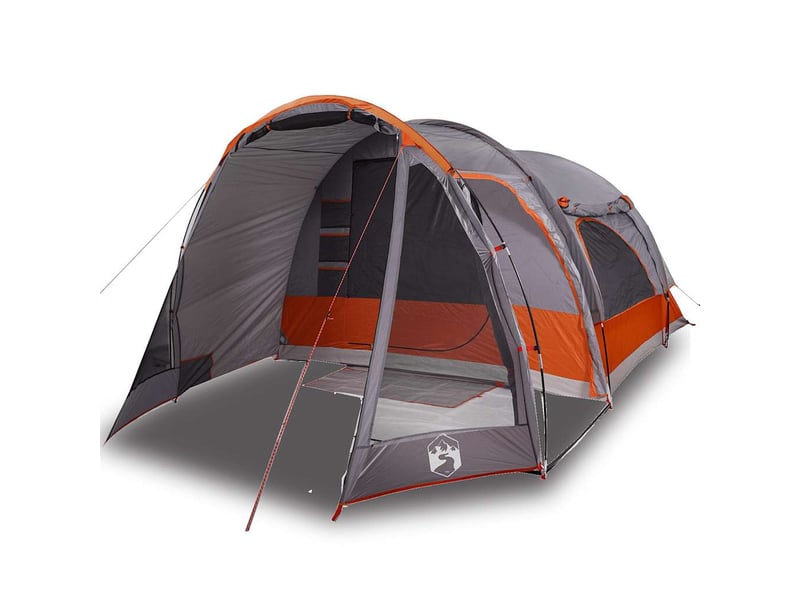  Tente de camping, tente familiale 6 personnes gris et orange imperméable  - Conforama A