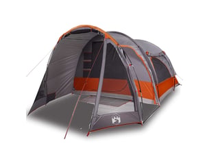 Tente de camping, tente familiale 6 personnes gris et orange imperméable