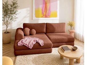 Canapé d'angle gauche convertible BESTMOBILIER APRIL 4 places Velours rouge avec coffre de rangement