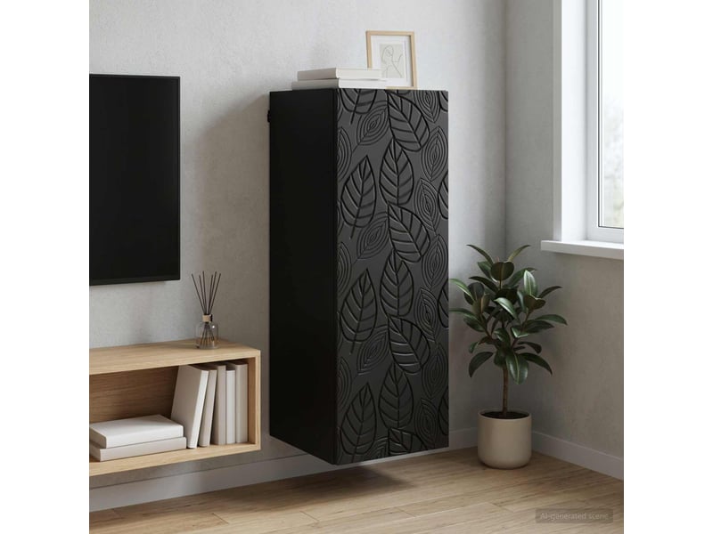  Armoire murale salon, meuble de rangement 33 x 34,5 x 90 cm bois d'ingénierie noir shl5722  - Conforama B