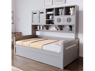 Lit avec rangement 90x200 cm MEUBLIV   coloris gris